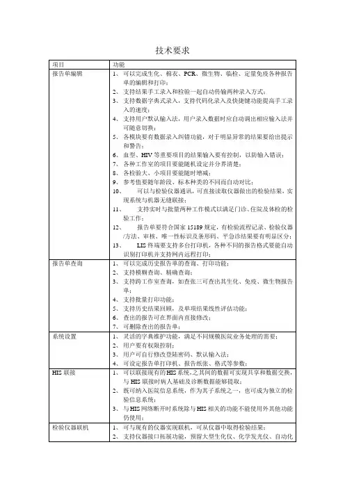 医院LIS系统基本功能