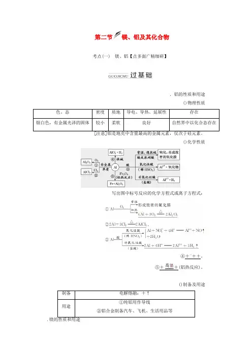 2020版高考化学一轮复习第三章第二节镁铝及其化合物学案含解析