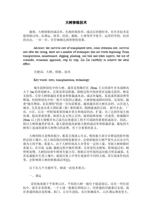 大树移植技术