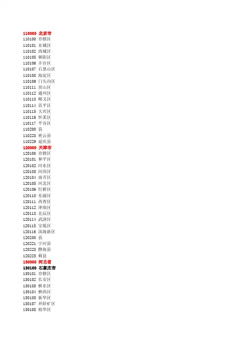 最新县及县以上行政区划代码