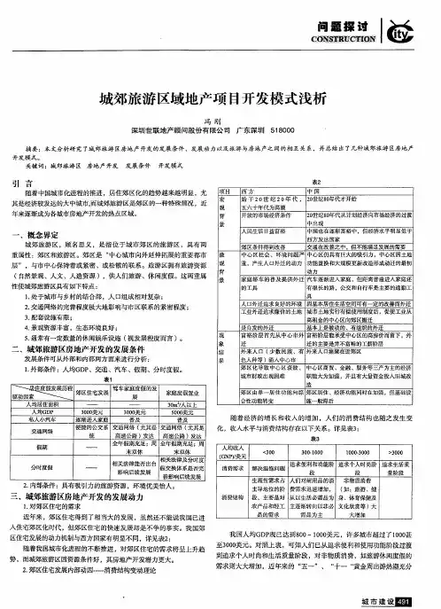 城郊旅游区域地产项目开发模式浅析