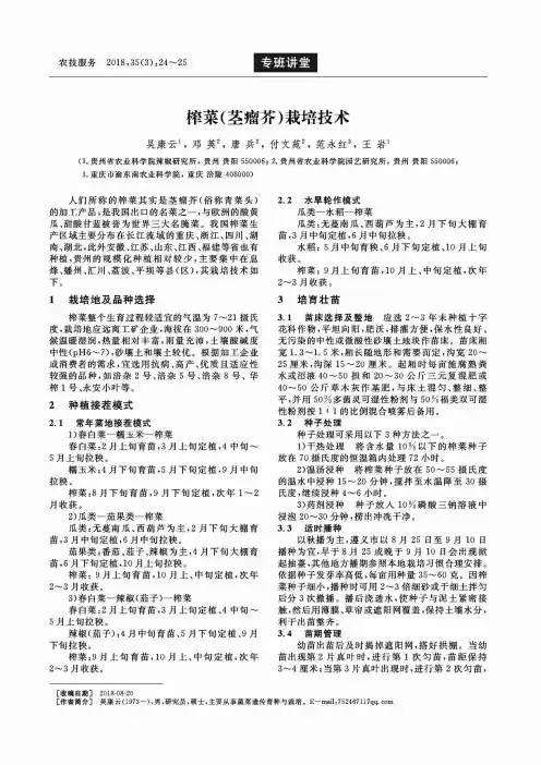 榨菜(茎瘤芥)栽培技术