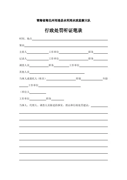 行政处罚听证笔录