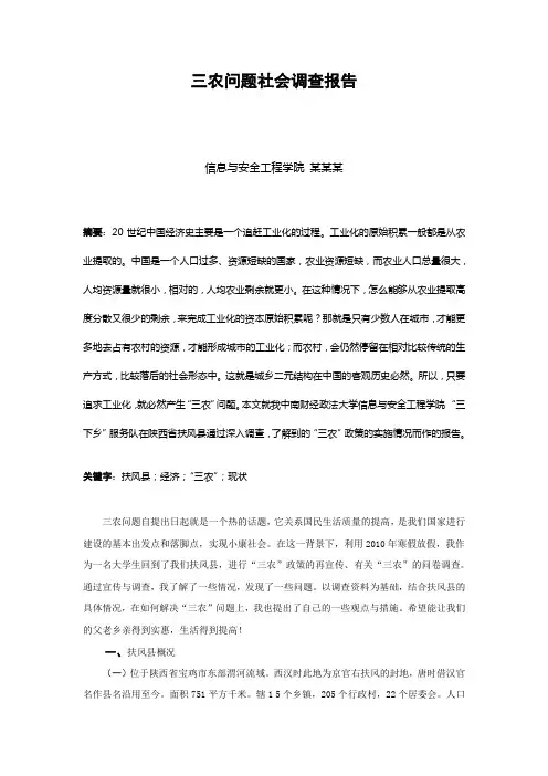 三农问题社会调查报告