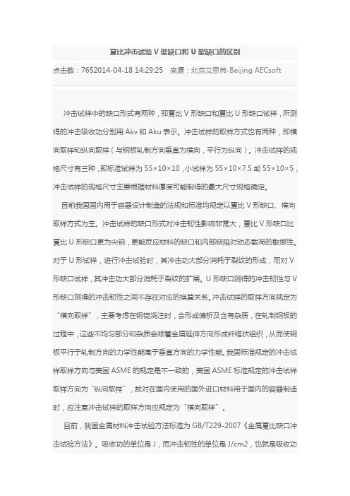 夏比冲击试验V型缺口和U型缺口的区别