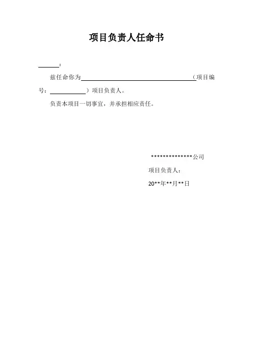 项目负责人任命书