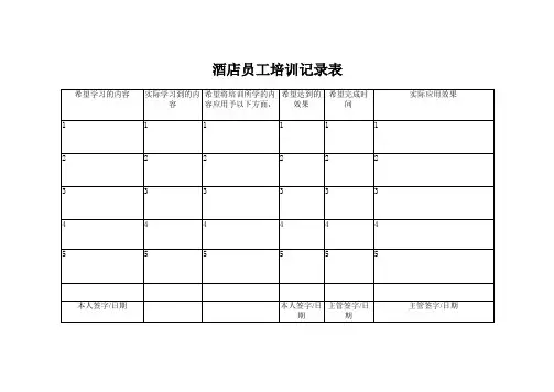 酒店员工培训记录表