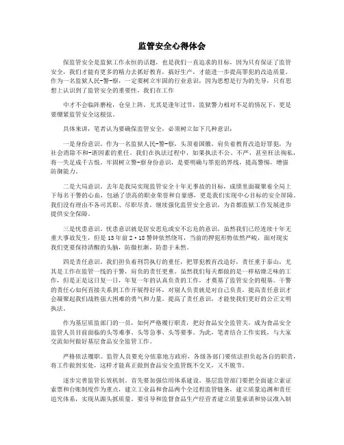 监管安全心得体会