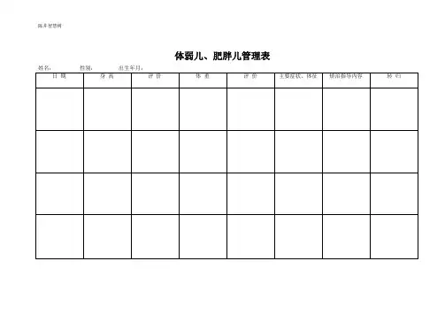 体弱儿、肥胖儿管理表