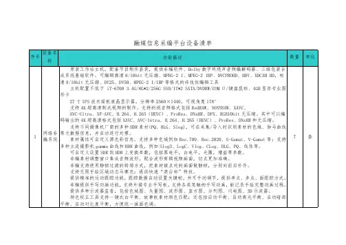 融媒信息采编平台设备清单