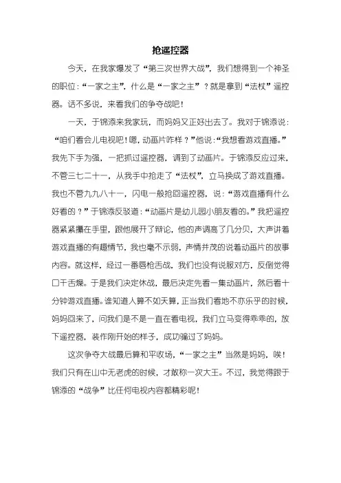 四年级作文：抢遥控器作文500字