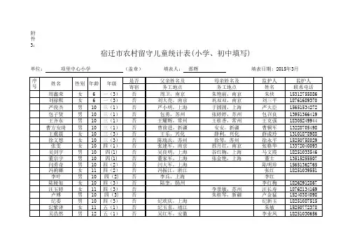 留守儿童统计表