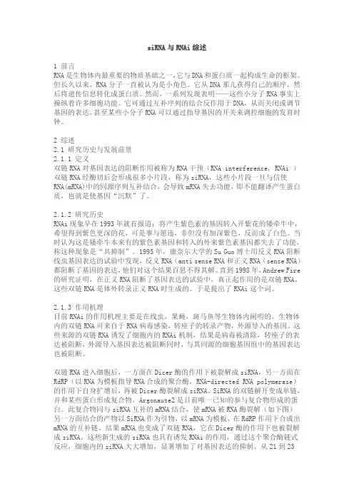 siRNA与RNAi综述