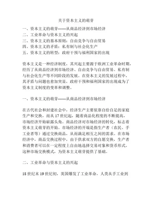 关于资本主义的萌芽