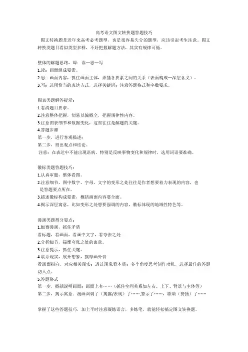 高考语文图文转换题答题技巧+图文转换专项练习含答案