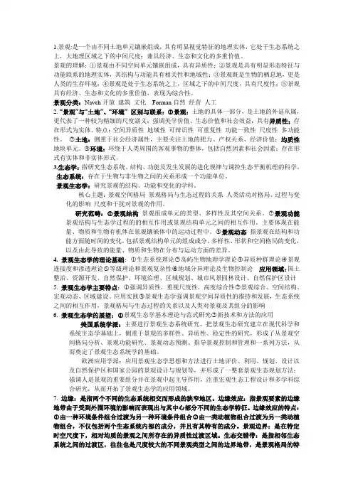 景观生态学__考试