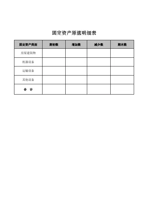 固定资产原值明细表