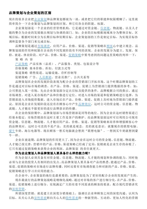 品牌策划与企业策划的区别