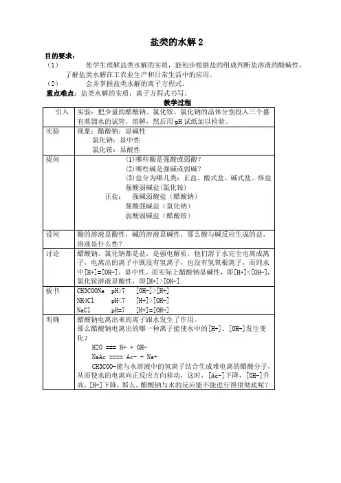 人教版高中化学第二册必修盐类的水解2