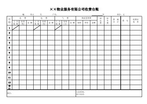 物业管理公司收费台账