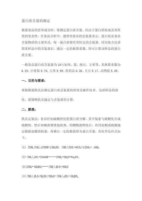 蛋白质含量的测定