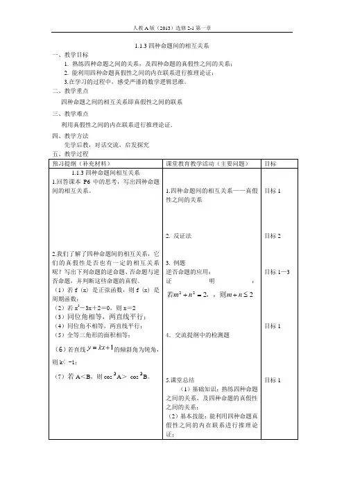 1.1.3四种命题间的相互关系 2