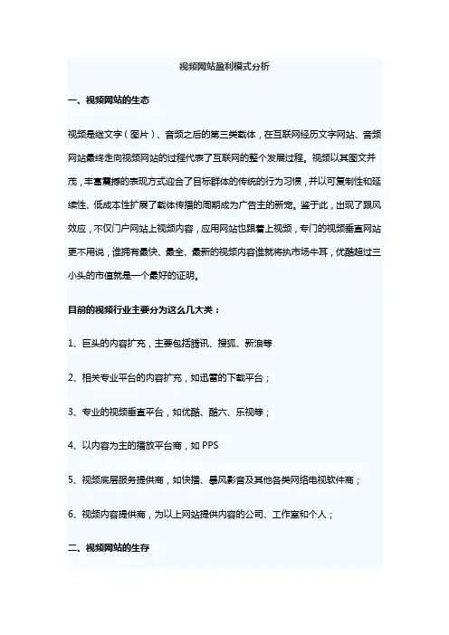 视频网站盈利模式分析
