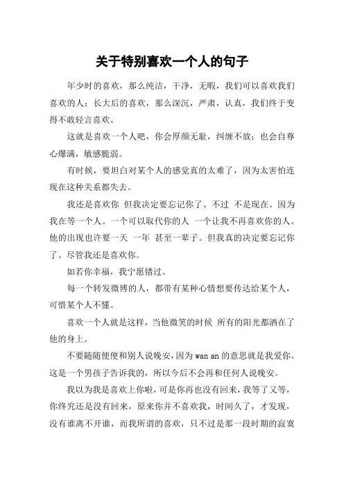 关于特别喜欢一个人的句子