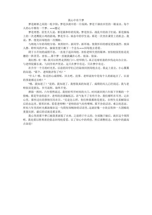 我心中有个梦_初中作文
