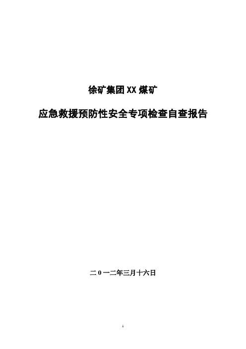 XX矿应急救援预防性安全专项检查自查报告