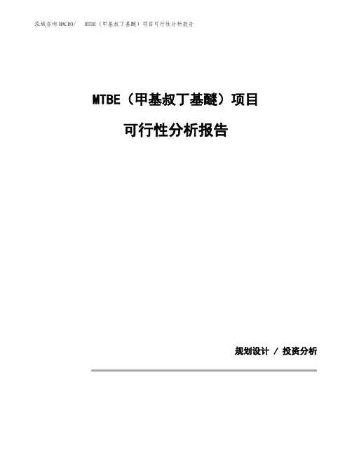 MTBE(甲基叔丁基醚)项目可行性分析报告(模板参考范文)