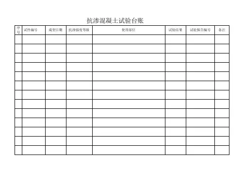 混凝土试验台账