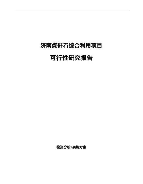济南煤矸石综合利用项目可行性研究报告