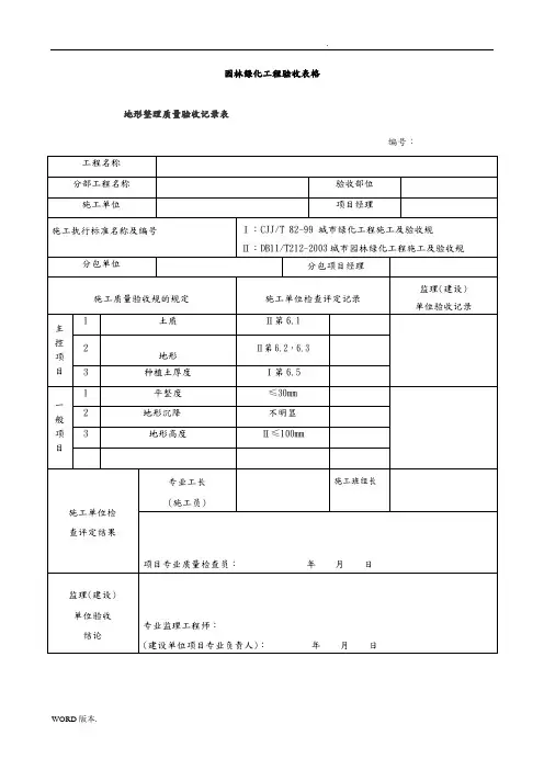 园林绿化工程验收最全表格模板