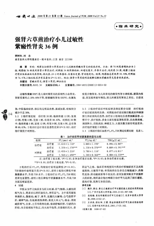 强肾六草煎治疗小儿过敏性紫癜性肾炎36例