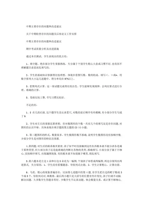 中期主要存在的问题和改进建议
