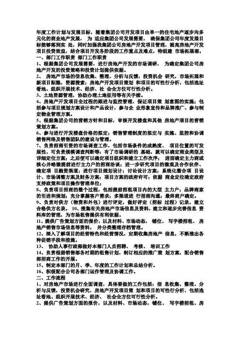 年度工作计划与发展目标