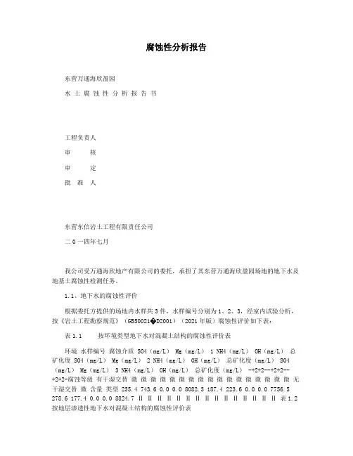 腐蚀性分析报告