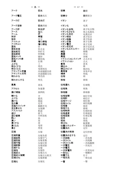 日语常用词中文对照汇总0825