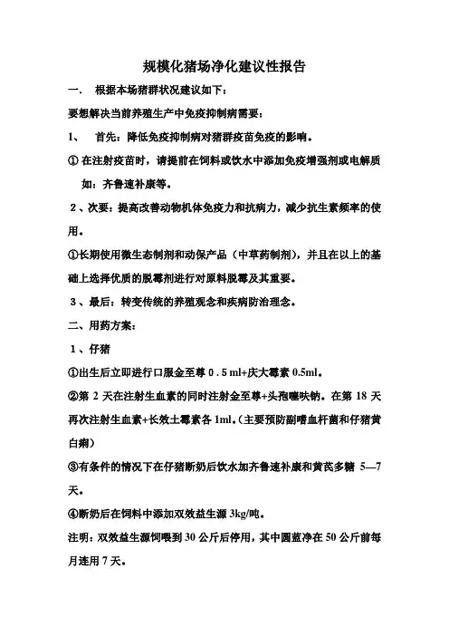 规模化猪场净化建议性报告