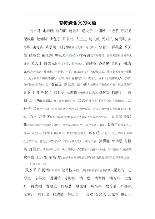 有特殊含义的词语