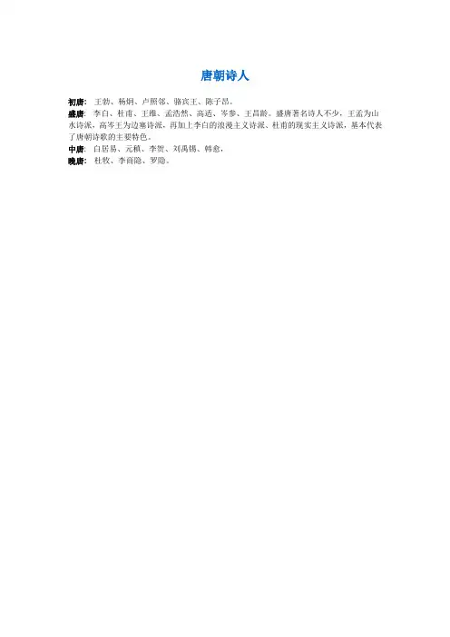 唐朝诗人