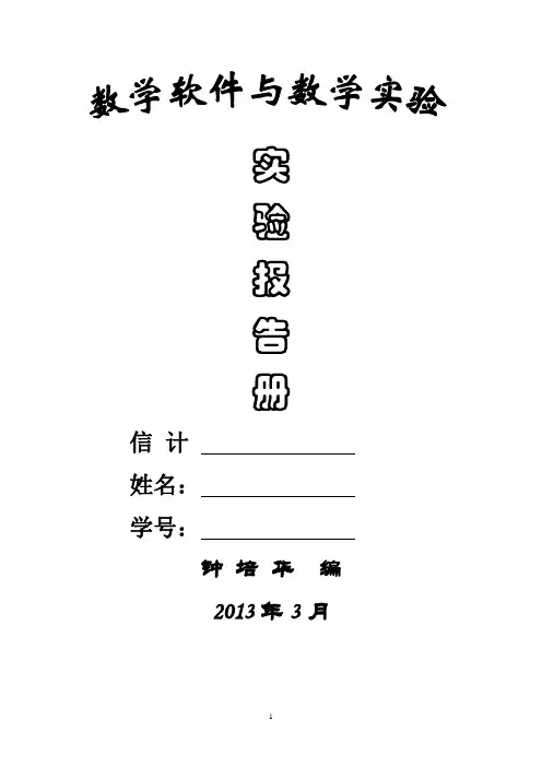 数学软件与数学实验报告册2013