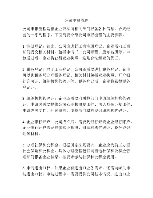 公司申报流程