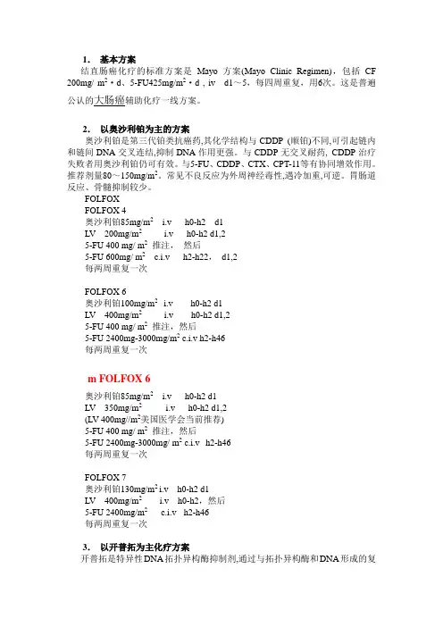 大肠癌常用化疗方案