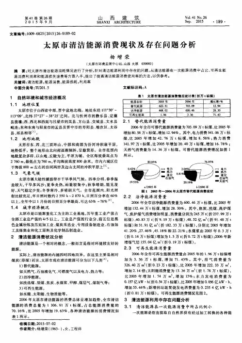 太原市清洁能源消费现状及存在问题分析