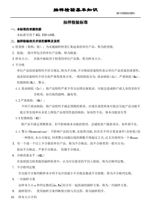 抽样检验基本知识