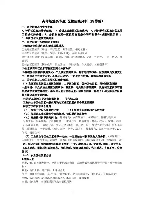 专题：区位因素分析