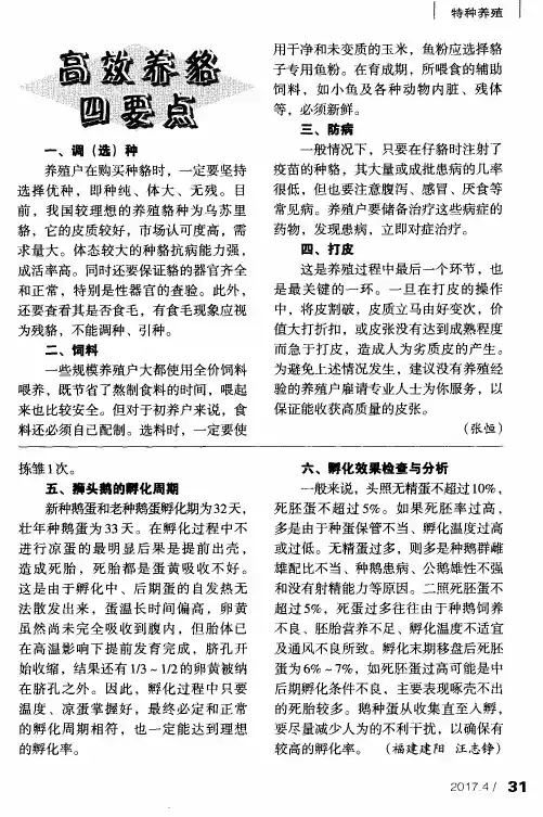高效养貉四要点