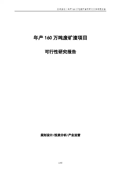 年产160万吨废矿渣项目可行性研究报告